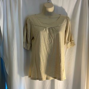 Ann Taylor Loft Small Petite Ivory Short Sleeve Shirt